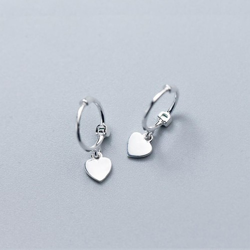 Pendientes de aro pequeño de plata esterlina 925 lindos corazón pequeño A1001-H para niñas - Imagen 11 de 12