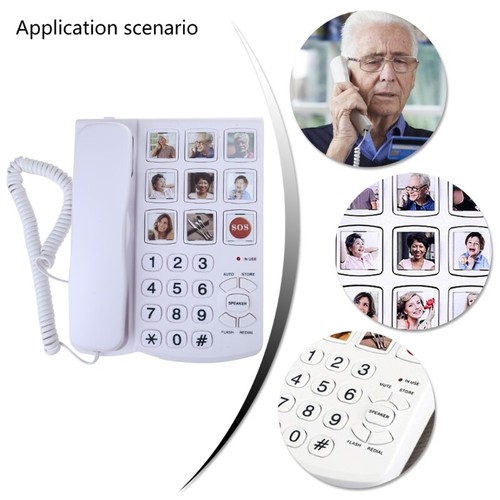Large Button Home Phone Fixed Landline Telephone With Speakerphone and Redial - Zdjęcie 2 z 8