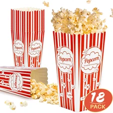MAQIHAN 18 Popcorn Boxes Easy Assembly - 46Oz Square Popcorn Bowls Square Bucket