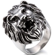 Vintage Heavy Stainless Steel Lion Head Casting Biker Men's Ring Band Size 7-14