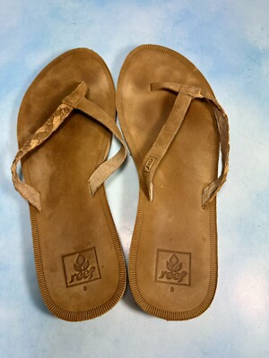 Reef Flat Leather Flip Flop Womens Thong Sandals Shoes Size 9!
