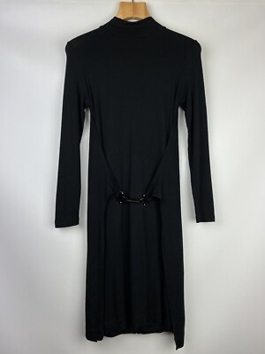 Roccobarocco Damen Langarm Viskose Kleid Gr.US 4 IT 40 Schwarz