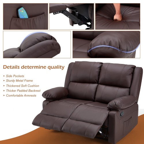 PU Leather 3-Seat Recliner Sofa Chair Manual Recliner Couch Home Theater Seating - Picture 52 of 88