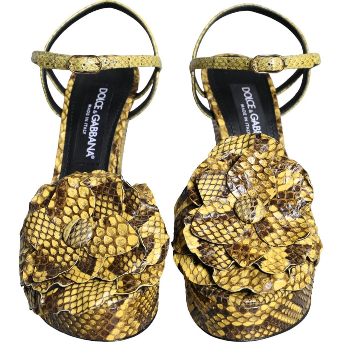 DOLCE & GABBANA Shoes Yellow Exotic Leather Ankle Strap
