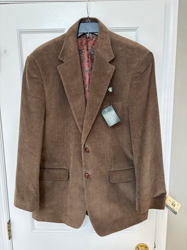 Blazer cappotto sportivo Lauren Ralph Lauren marrone velluto a coste 100% cotone nuovo con etichette taglia 44R