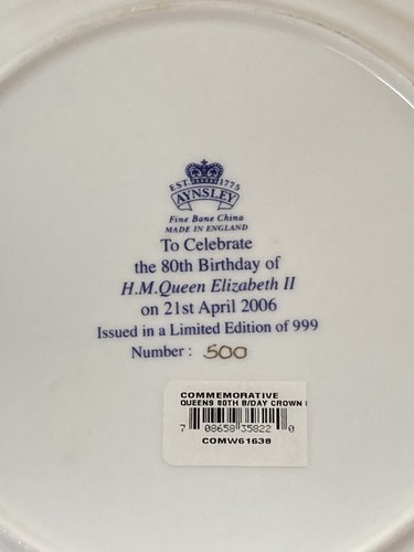 Ansley Commemorative Plate- 80th Birthday Queen Elizabeth II. Limited Edition - Picture 4 of 4
