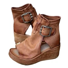 Women's Sandals Summer Retro Open Toe Platform Sandals PU High Top