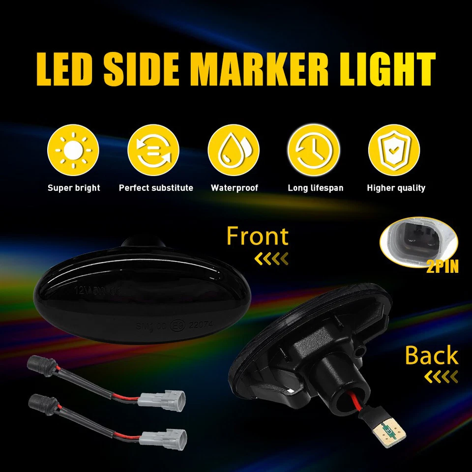 PARA MAZDA 3 SECUENCIAL LUCES DE MARCADOR LATERAL DE GUARDABARROS DELANTERO LED HUMO 2004-09 ÁMBAR C Foto 4 de 4