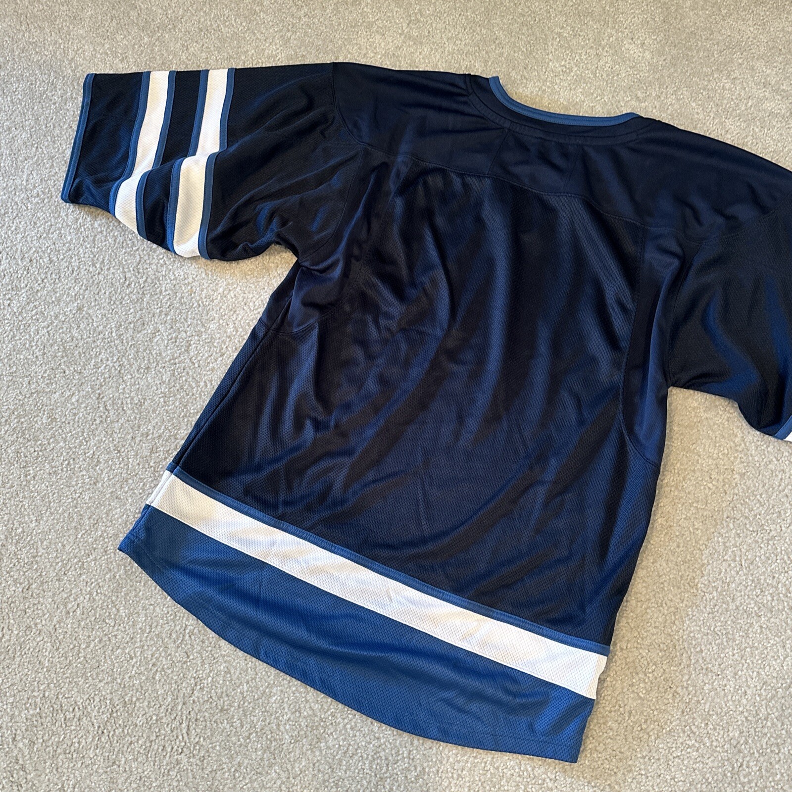 Winnipeg Jets Colors Blank Monkey Hockey Jersey Size Juniors Goal Cut GC Blue