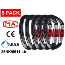 5 Pcs 25KN Heavy Duty Aluminum Carabiner Screw Locking Clip Hook Climbing Caving