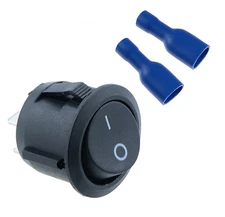 On/Off Round Rocker Switch + Female Crimp Spade Connectors Car Boat 12V