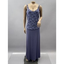 Alex Evenings Dress Women 14 Purple Glitter Slinky Maxi Formal Wedding Event