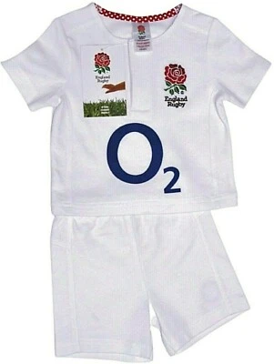 ENGLAND RFU SIX NATIONS RUGBY T SHIRT SHORTS BABY SHORT SLEEVE PRAM SUIT