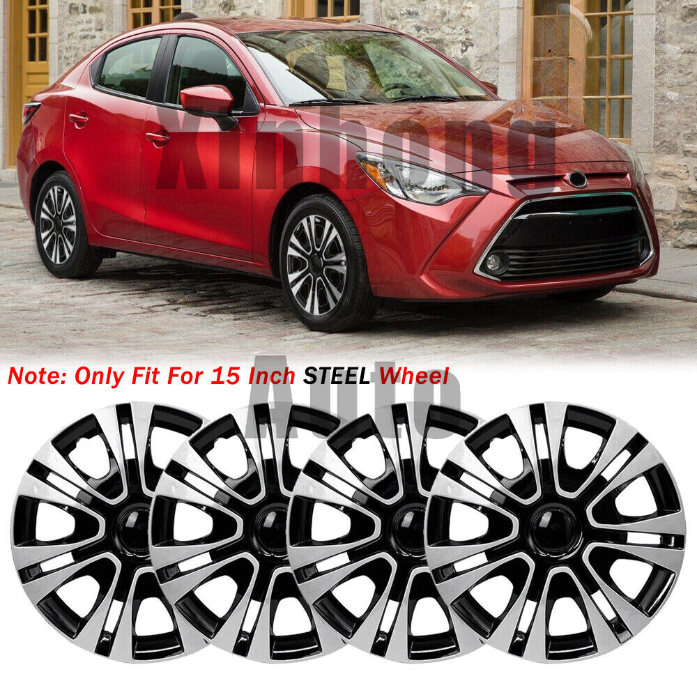 4PCS R15 Steel Wheel Covers Snap-On Hubcaps for Toyota Yaris 2004-2024