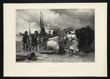 Coming Shower After Outin Original Photogravure antique print 1890