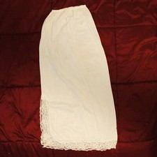 Vintage White Half Slip 60s-70s RN13996, 35" long,Nylon Antron III/Size S/Slit