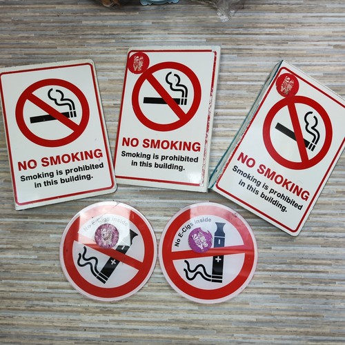 Juego de 5 letreros sin fumar No Ecigs doble cara metal y redondo Barry's Portrush - Imagen 3 de 22