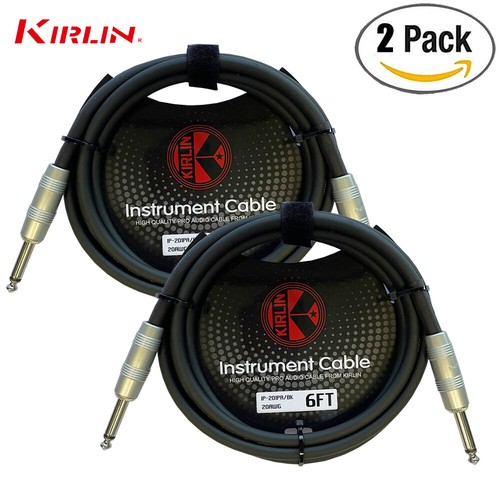 2-PACK Kirlin 6FT 1/4" Straight Male/Male 20 AWG Pro Quality Instrument Cable - 第 1/1 張圖片