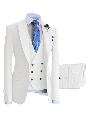 Men’s Suit 3 Piece White Meeting Party Wedding Business Formal Occasions - Picture 2 of 44
