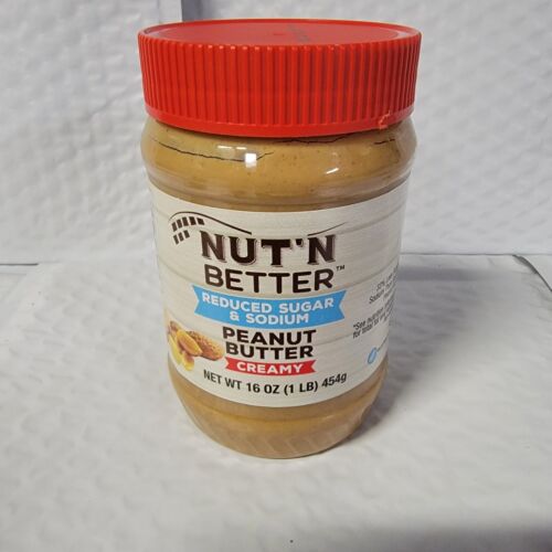 Nut'N Better CREAMY Peanut Butter Low Sugar/Sodium 16 oz (PACK of 12) EXP 06/24 - Afbeelding 1 van 4