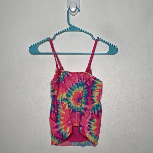 Justice Tankini Swim Top Girls Size 8 Pink Flip Sequin Bikini - Picture 2 of 5