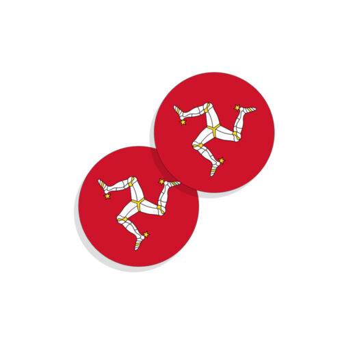 Calcomanías de vinilo redondas interiores exteriores y pegatinas de bandera de la Isla de Man paquete de 4 - Imagen 3 de 4