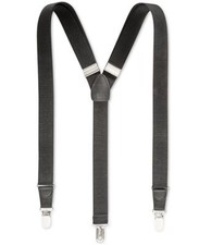  95 New Club Room Men'S Black Solid Elastic Stretch Metal Clip-On End Suspenders