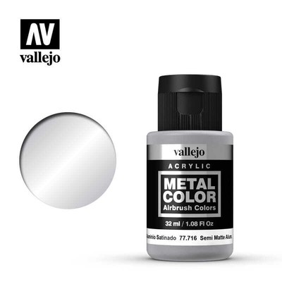 VALLEJO 77716 METAL COLOR SEMI MATE ALUMINIUM 32ml (Acrylic Paint)