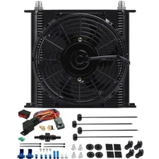 40 ROW TRANSMISSION OIL COOLER FAN 10AN HOSE FITTING 180F TEMPERATURE SWITCH KIT