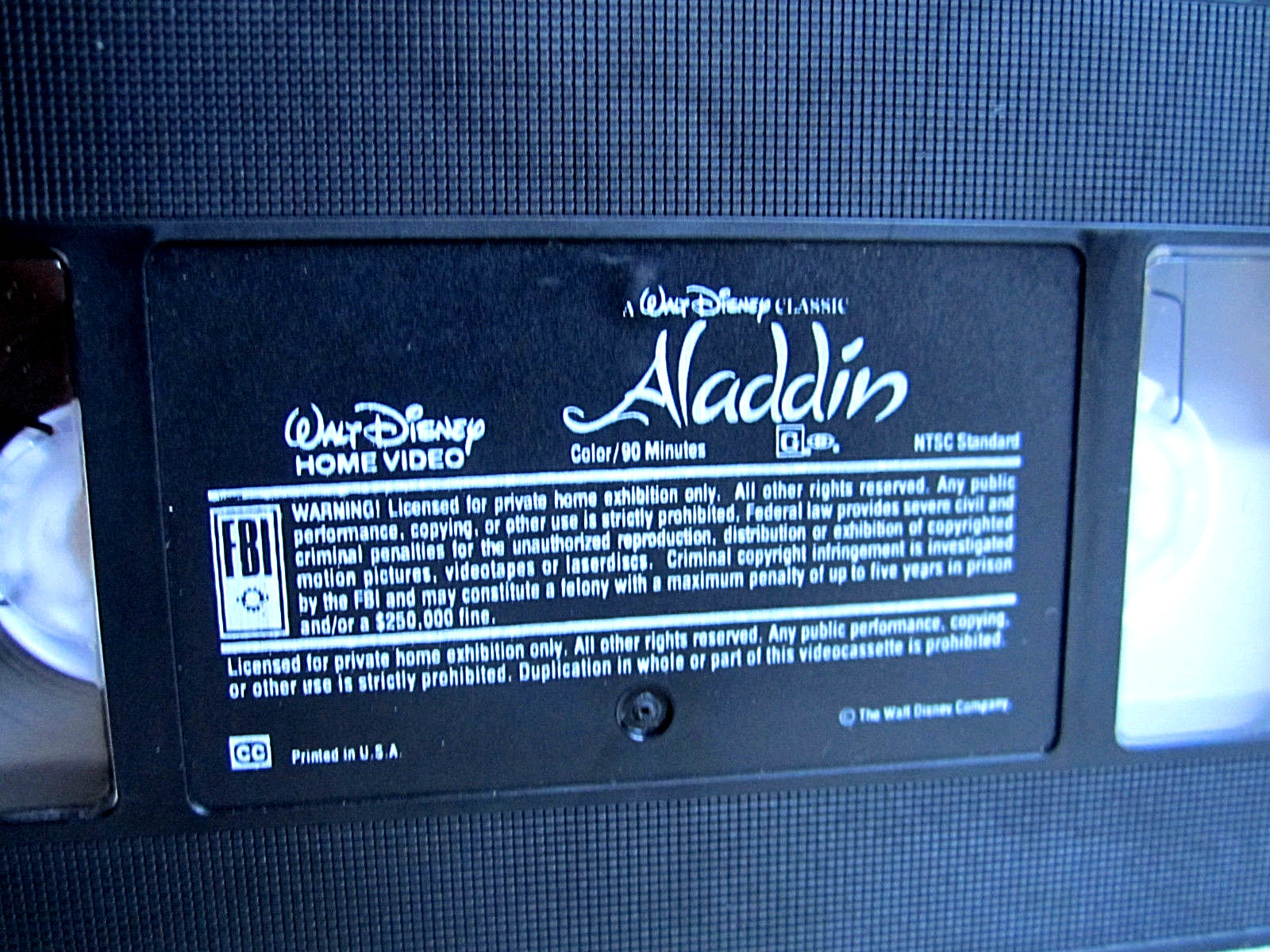 Walt Disney Classic Aladdin Black Diamond VHS Tape Movie 1662 Working