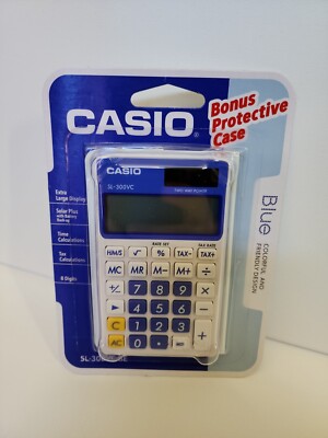 NEW! Genuine Casio SL-300VC Hand Held Calculator w/ Bonus Case - Blue 
