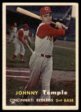 1957 TOPPS JOHNNY TEMPLE 9 VG BASEBALL CINCINNATI REDS