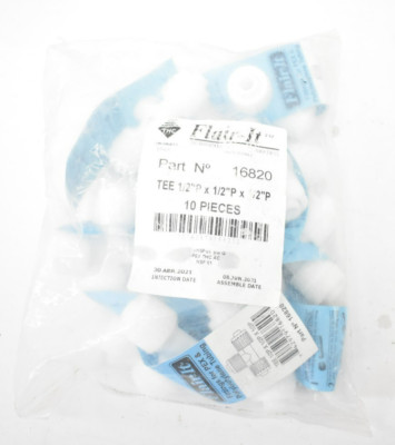 Lot of 10 THC Flair-It 16820 Tee Fittings For PEX & Polybutylene Tubing Set