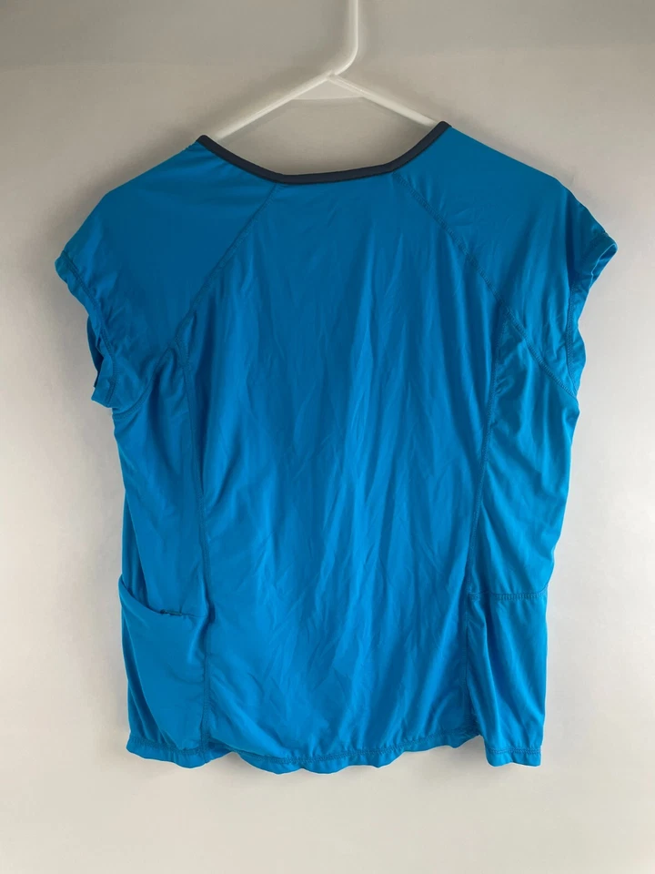 Camisa Free Country Para Mujer Talla XL (16) Azul Ciclismo Top 1/4 Cremallera Cuello Redondo Bolsillos Foto 2 de 4