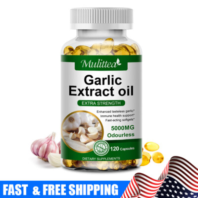 Garlic Oil 5000mg Odorless Softgels - Heart Cardiovascular Cholesterol