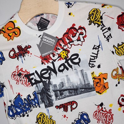 Original Gravity Elevate NYC Men s Size M WHITE/Multicolor T-Shirt