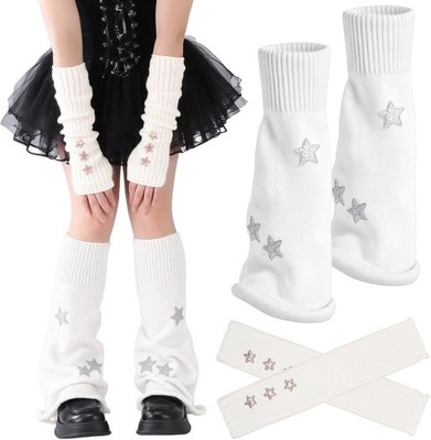 Y2K Leg Warmers Women Star Streetwear Leg Cover Retro Stretchy Arm Warmers Rave