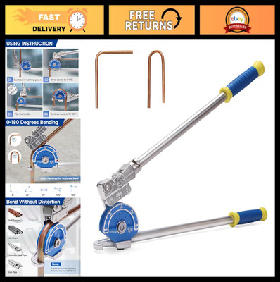 Heavy Duty 1/2'' Tubing Bender & Roller, 180° Bend for Copper, Aluminum, Steel Pi