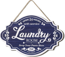 Vintage Wood Laundry Room Decor Hanging Wall Sign Door Sign Farmhouse Rustic Wal