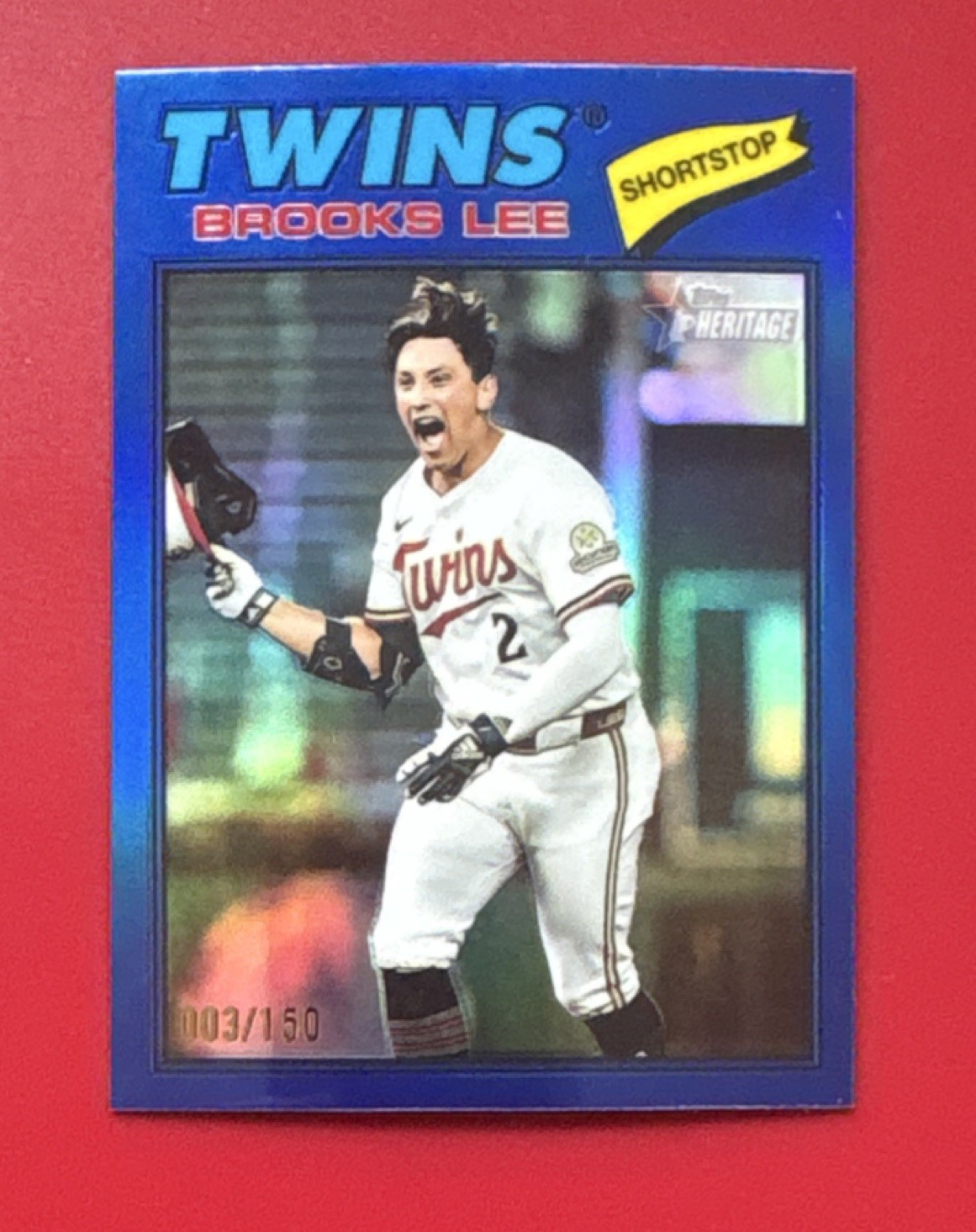 2025 Topps Heritage Brooks Lee #63 Chrome Blue Border /150 (RC) Minnesota Twins