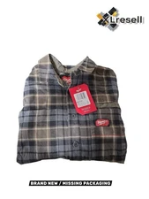 Milwaukee M551G-M Tools Men's Gridiron Flannel Shirt Gray NWT