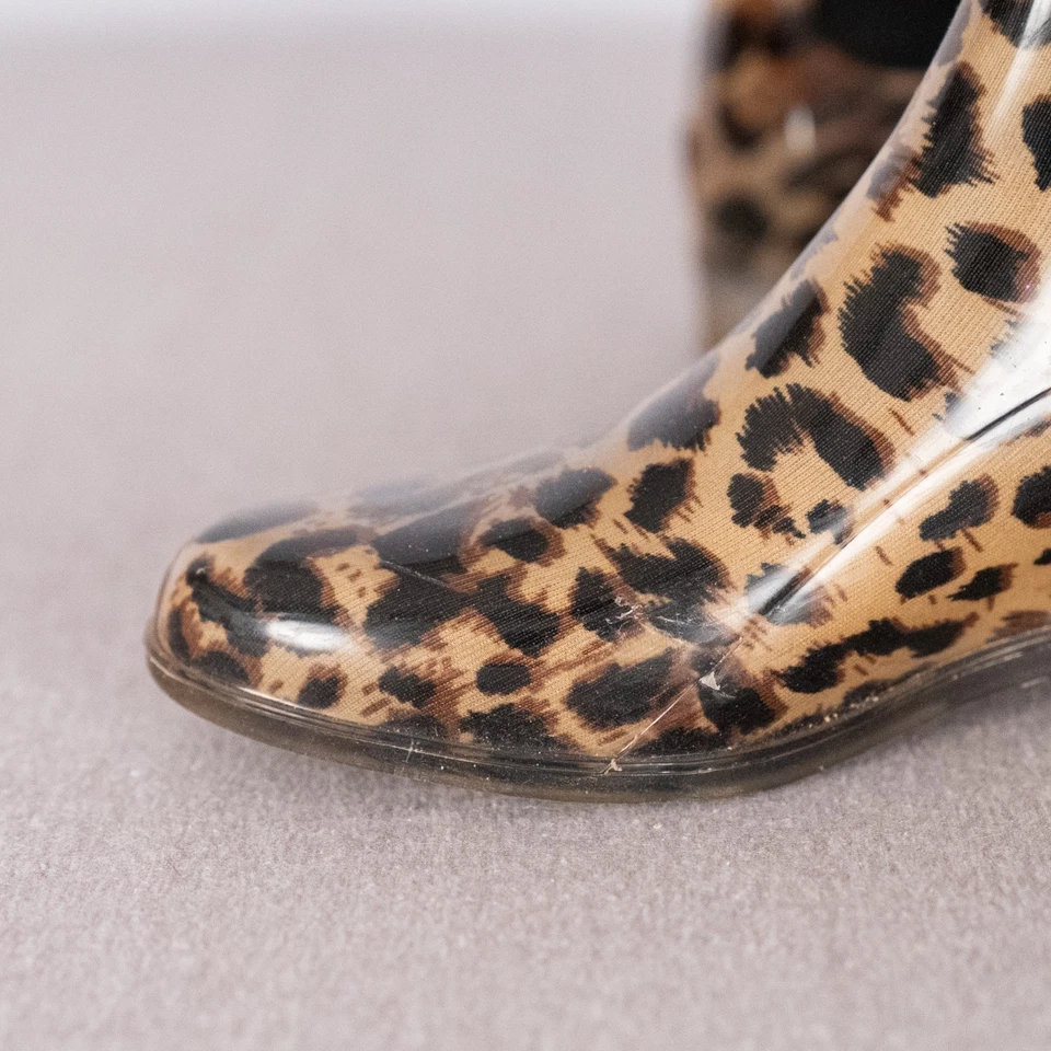 Botas de lluvia de goma con estampado animal J Crew para mujer talla 5 Chelsea Leopardo Foto 4 de 4
