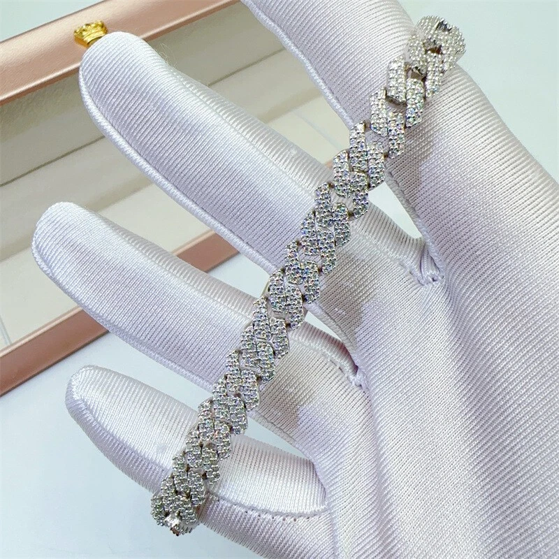 Новый 6,5 мм круглый огранки муассанит женщин теннис цепочка браслет 8 мм из чистого серебра - Изображение 2 из 4