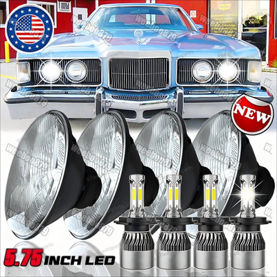 4PCS 5.75'' Round LED Headlights Hi/Lo for Mercury Cougar 1967-76 Monterey Comet