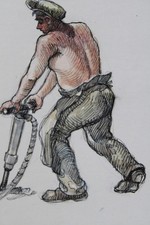 Bauarbeiter | Zeichnung/Studie | Gemälde von R. Fugger