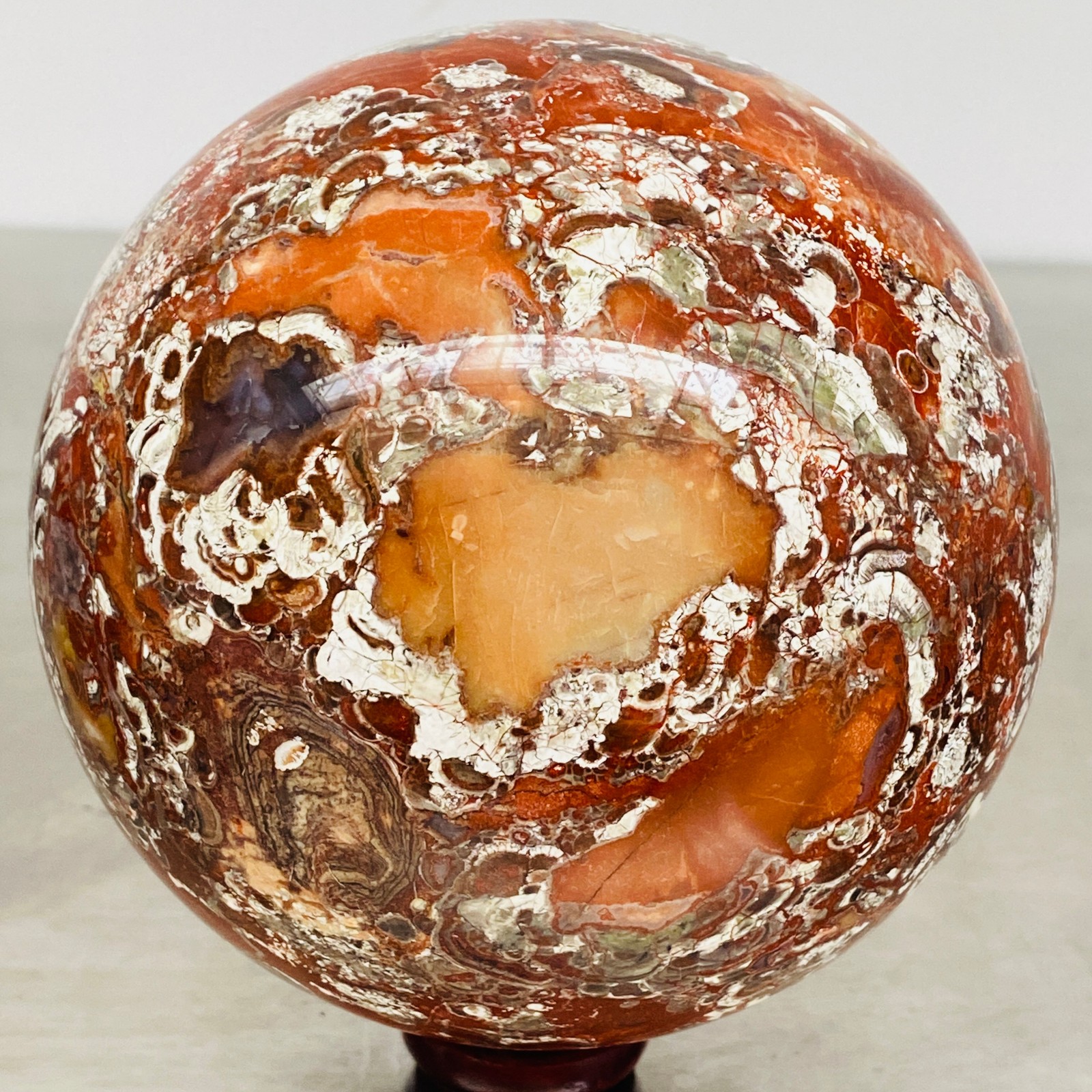 Natural Money agate Crystal Sphere Ball healing 2620G
