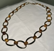 Vintage Brass Tortoiseshell Resin Link Belt Women  s Adjustable Quiet Luxury 36  