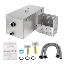 Commercial Grease Trap 25lbs Stainless Steel Interceptor, Side Inlet for Rest...