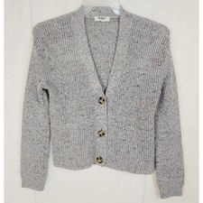 BB Dakota Steve Madden grey speckled ribbed cardigan sweater Size S Preppy