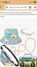 Hicarer 6pc 1980s Hip Hop Costume Accessories Set, Multicolor